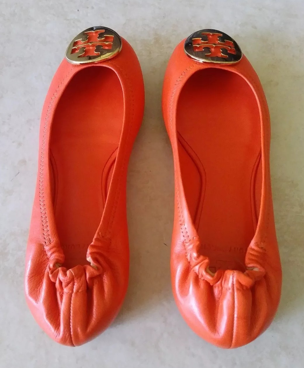 Tory Burch Classic Reva Flat Leather Leather Leather orange Size 7.5 8 5a4e42 Tory Burch Classic Reva Flat Leather Leather Leather orange Size 7.5 8 5a4e42