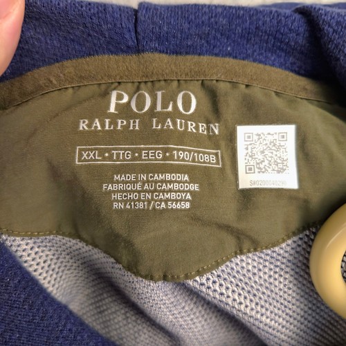 Polo Ralph Lauren Hombres Expedición Terry XXL Sudadera con Capucha 1/4 Botón Pullover Azul - Imagen 2 de 6