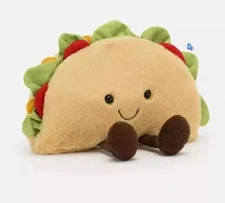 Taco Food Amuseable Gift Plush. Plush Toy Soft Small Fun 7"X5" Sitting.