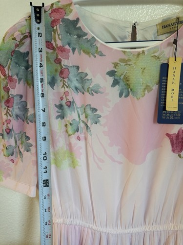 Vintage Hanae Mori Maxi Dress Pink Floral Size Lined Pleated - Picture 8 of 20