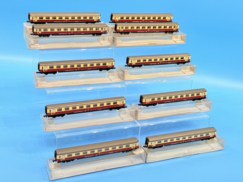 FLEISCHMANN 'N' 8160 SCHWADER MIT 10 GANEVE AMSTERDAM PERSONENWAGEN 1. KLASSE!