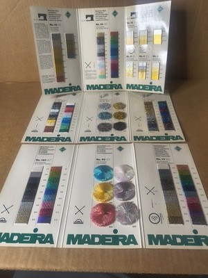 vintage Madeira embroidery metallic thread floss color card lot