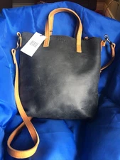 ABLE Abera Commuter Small Tote Leather Crossbody BLACK/COGNAC New $158