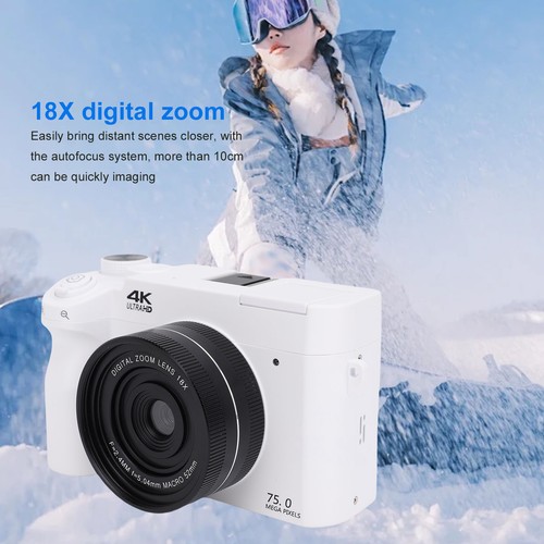 Mirrorless Camera Dual Lens 3 Inch LCD Screen Digital Camera 4K 75MP HD For - Picture 2 of 24