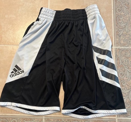 Boys Adidas Aeroready Basketball Training Shorts Black White Size L - Picture 2 of 14