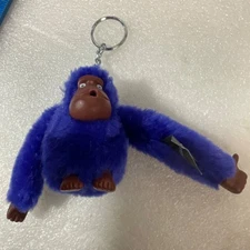 Kipling Monkey Keychain Bag Charm Ronald Blue Plush Gorilla Rare Collectible