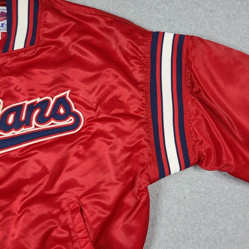 Vintage Cleveland Indians Guardians Jacket Mens L Red MLB Baseball Starter Satin - Picture 7 of 16