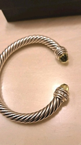 David Yurman Manschette klassisches Kabel Sterlingsilber Diamanten & facettierter Peridot - Bild 2 von 20