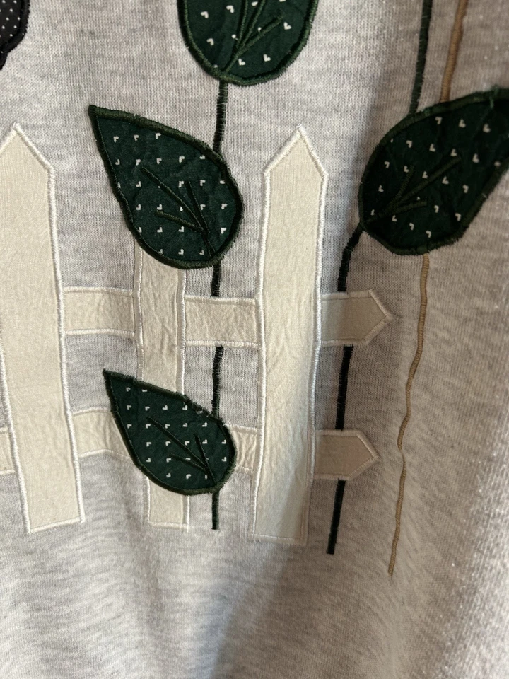 Sudadera De Colección Años 80-90 Para Mujer Apliques Talla L Cottagecore Abuela Con Cuello En muy buena condición Foto 4 de 4