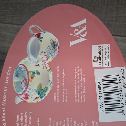 V&A Victoria And Albert Museum London Fine China Sugar Bowl & Creamer Floral New - Picture 16 of 16