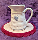Heart Shaped 14.5 cm Jug ~ Cream with Grey Heart Motif ~ 0.5L+ capacity ~ VGC