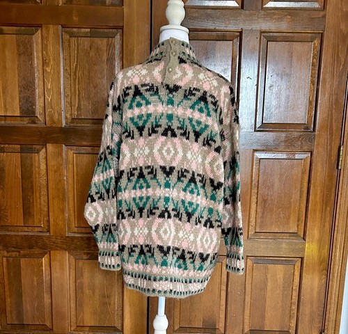 Benetton Wollmischung Italienischer Pullover Gr. 44 Vintage Fair Isle Geometrischer Strick - Bild 2 von 10