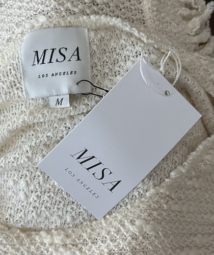 Women's Misa Ivory Fringe Knit Long Sleeve Denmark Sweater Size M NWTS - Picture 6 of 6