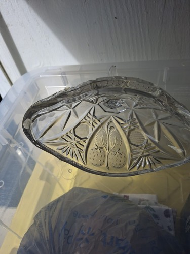 Schwerer Obstschliff Kristallglas Bonboniere mit Fuß und hohem Steildeckel - Bild 6 von 7