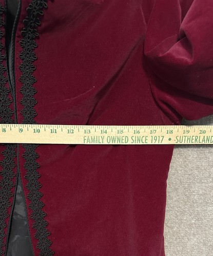 Homemade Gothic Victorian Velvet Dandy Frock Coat Red / Black Steampunk Large - Picture 12 of 13