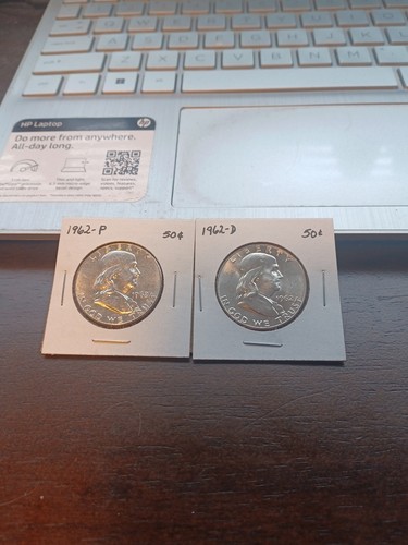 1962p, 1962d franklin half dollars uncirculated - Picture 1 of 10