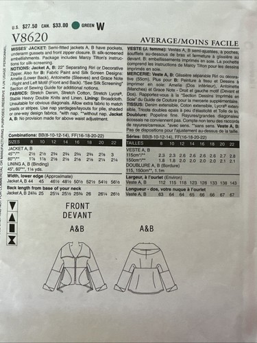 Vogue Schnittmuster March Tilton Jacken Größe 16-22 Wearable Art ungeschnitten - Bild 7 von 9