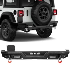 Rear Bumper for 2018-2025 Jeep Wrangler JL Unlimited w/ LED Light D-Ring