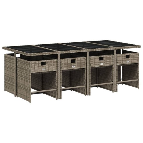 Patio Dining Set Set of 8 Grey PE Rattan 9-Piece Set Foldable - Picture 3 of 11