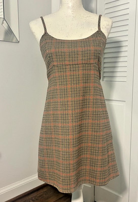 John Galt Women's Juniors Jumper Dress Academia in Brown & Red Plaid Size Small
