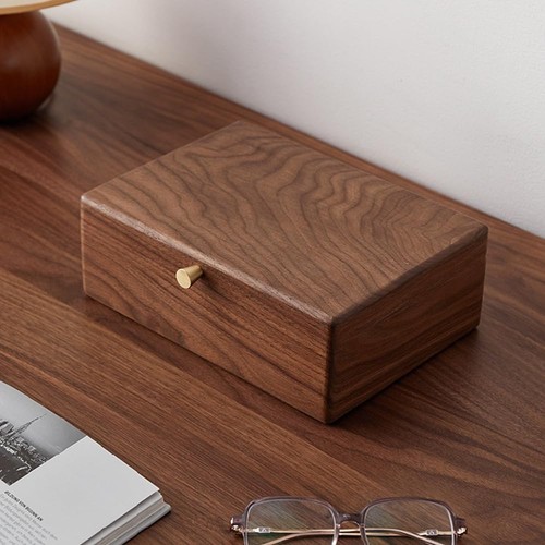 Black Walnut Solid Wooden Jewelry Box for Women, 2 Layer Classical Organizer ... - Bild 2 von 6