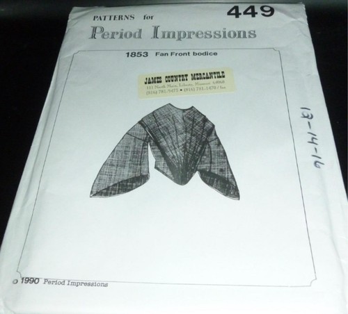 Victorian Period Impressions 1853 Fan Front Bodice Costume Sewing Pattern 12-16 - Picture 1 of 2