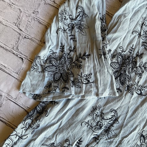 RnB 1X To Dress Embroidered Floral Peasant Wide neck NEW NWT Bell Sleeve Blue - Picture 3 of 17