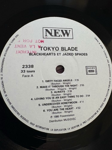 TOKYO BLADE - Blackhearts & Jaded Spades VINYL LP 1986 Exc Cond! DB1 - Picture 2 of 3
