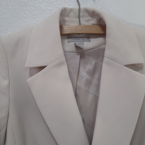 H&M Knee Length Coat Light Beige Classic Tie Waist Womens Size 0 - Picture 7 of 22