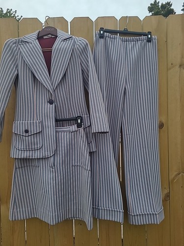 Vintage Polyester Leisure Suit Womens Jacket Pants Skirt Disco 60s 70s Mod Boho - Picture 2 of 15