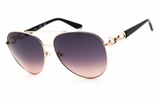 New Guess GU00158 28B Shiny Rose Gold/Smoke Gradient 61-15-130 Sunglasses