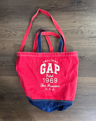 Vintage GAP Original 1969 San Francisco U.S.A. Red/Navy Logo Tote, Inner Pockets