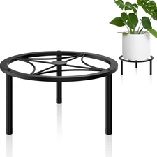 Heavy Duty Metal Plant Stand - 9-Inch round Tray with Geometric Pattern, Adjusta