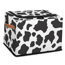 Storage Bins With Zipper Lid, Collapsible Trunk Organizer, Cow Printing Pattern