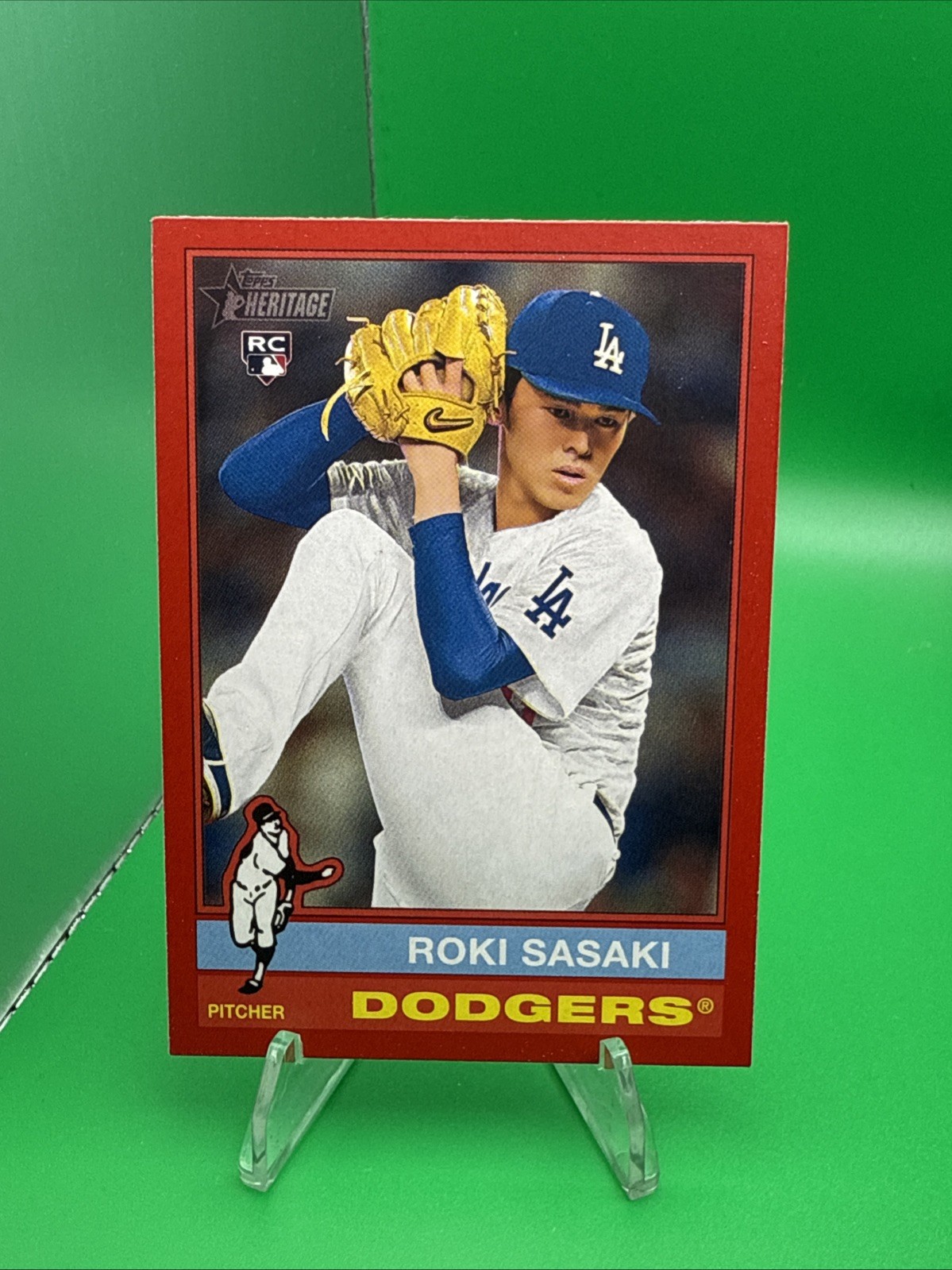 2025 Topps Heritage Roki Sasaki RC Red Border Rookie #224 Dodgers World Series