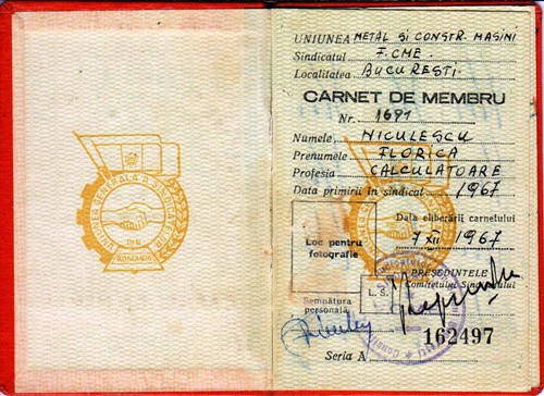 Tarjeta de miembro de la Unión de Sindicatos de Rumania, 1967 RSR - Estampillas de tinta - Imagen 2 de 11