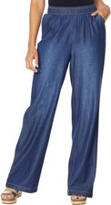 DG2 Diane Gilman SoftCell Denim Wide-Leg Pant Basic INDIGO S NEW 1049 