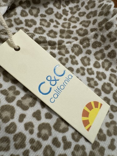 C&C California Womens Beige Leopard Print Full Zip Hooded Jacket Knit Sz M - NEW - Picture 7 of 9