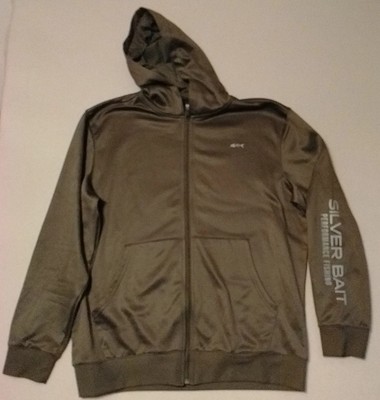Silver Bait Mens L Zip Up Moisture Wick Hoodie In Shiney Olive,Body InsideFleece