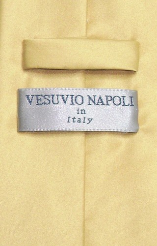 Vesuvio Napoli einfarbig goldfarben Krawatte und Einstecktuch Herren Krawatte Set - Bild 2 von 2