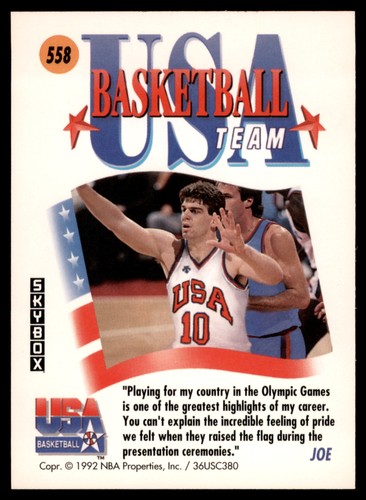 1991-92 SkyBox #558 Joe Kleine USA - Picture 2 of 2