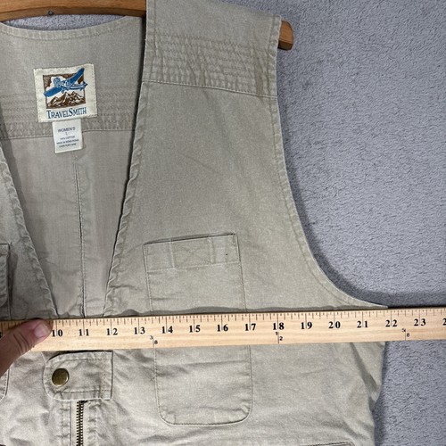 Travelsmith Cargo Vest Women L Beige Safari Pockets Travel Cotton Beige Utility - Picture 9 of 13