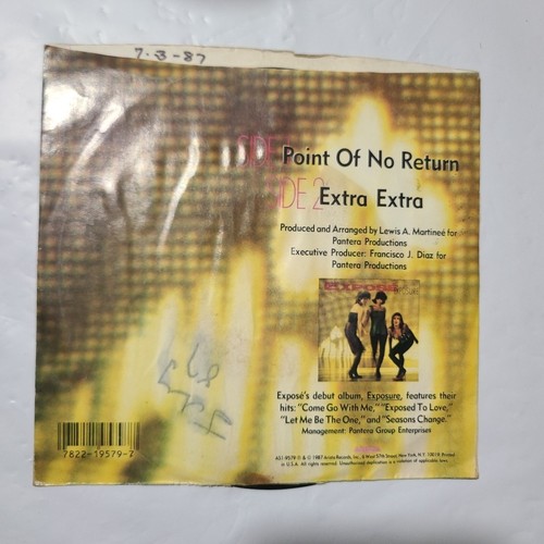 Expose ~ Point Of No Return/ Extra Extra ~ Arista PS 45 RPM  Record - Picture 2 of 6