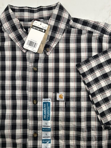 Carhartt Plaid Short Sleeve Button Down Relaxed Fit Work Shirt 104174 N04 Large