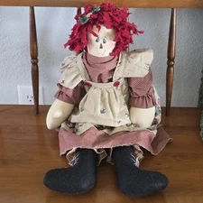 HOMEMADE CLOTH RAG DOLL 24” PRIMITIVE RUSTIC FARMHOUSE AMERICAN