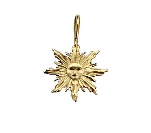 14K Yellow Gold Sun, Moon Face Pendant - Picture 2 of 10