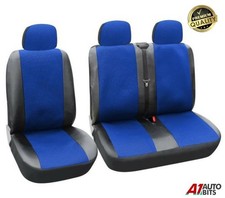 2+1 Kunstleder & Blau Premium Stoff Sitzbezüge Für Fiat Ducato Scudo