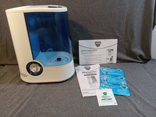 Vicks Warm Mist Humidifier White Blue V750D1 Includes Scent Pad Manual Works - Picture 6 of 8