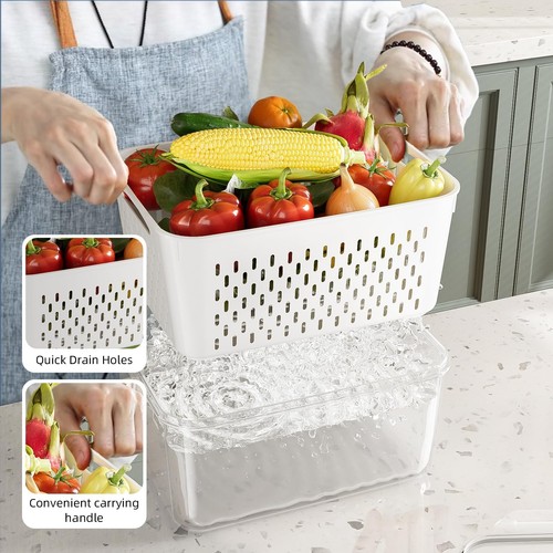 10 Stück Obst Vorratsbehälter für Kühlschrank mit herausnehmbaren Sieben - Lebensmittel S... - Bild 3 von 7