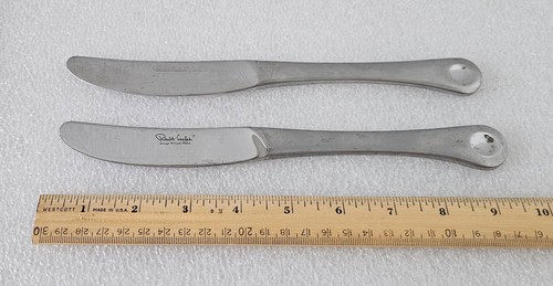 Robert Welch Pendulum Stainless Dinner Knives 9½" Frosted Glossy Dot Set of Two - Picture 4 of 7